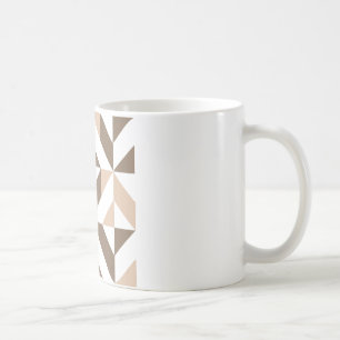 Brown Beige Geometric Cube Pattern Tasse