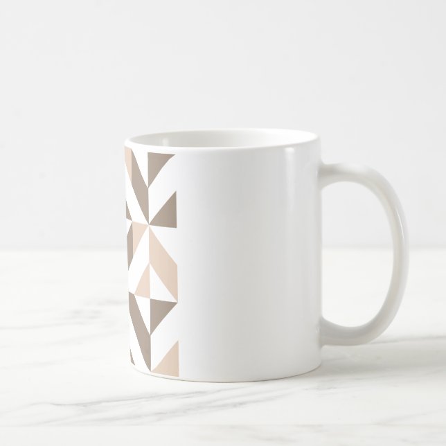 Brown Beige Geometric Cube Pattern Tasse (Rechts)
