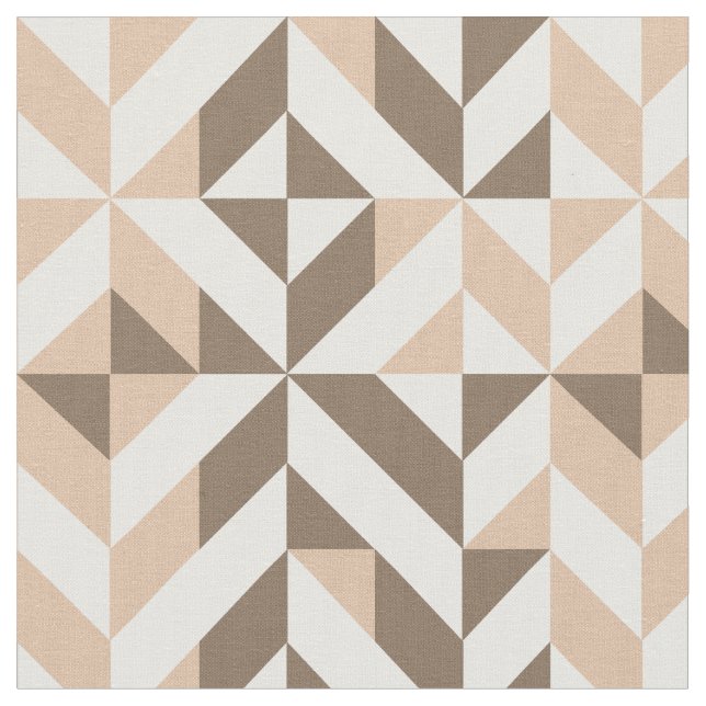 Brown Beige Geometric Deko Cube Pattern Stoff (Nahaufnahme)