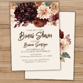 Brown Beige Ivory Blume Brautparty Einladung