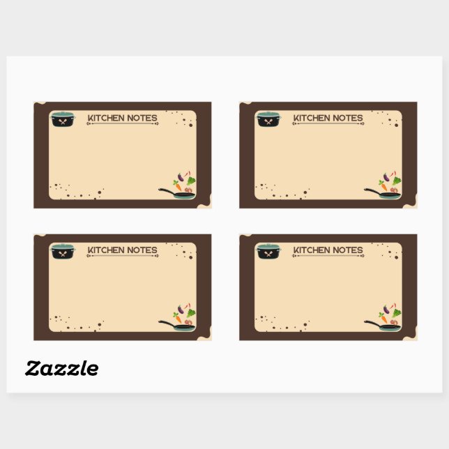 Brown Beige Kitchen Notes Cartoon Zeichnungen Rechteckiger Aufkleber (Blatt)