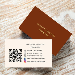 Brown beige Qr Code Instagram Facebook Visitenkarte