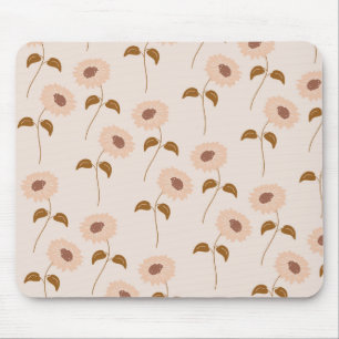 Brown Beige Retro Y2K Hippie Sonnenblumenmuster Mousepad