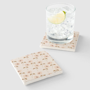 Brown Beige Retro Y2K Hippie Sonnenblumenmuster Steinuntersetzer