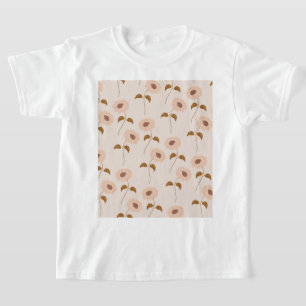 Brown Beige Retro Y2K Hippie Sonnenblumenmuster T-Shirt