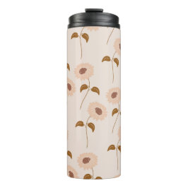 Brown Beige Retro Y2K Hippie Sonnenblumenmuster Thermosbecher