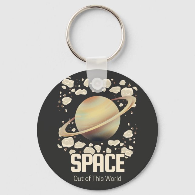 Brown Beige Saturn Planet Schlüsselanhänger (Vorderseite)