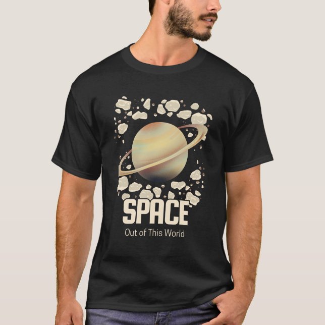 Brown Beige Saturn Planet T-Shirt (Vorderseite)
