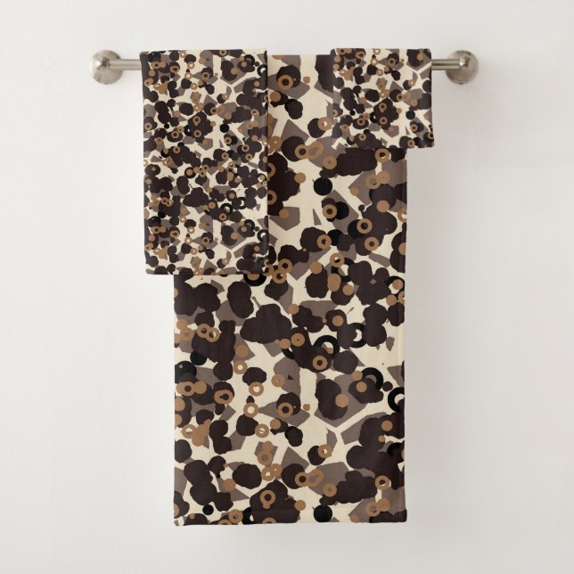 brown beige tan abstract badhandtuch set (Insitu)