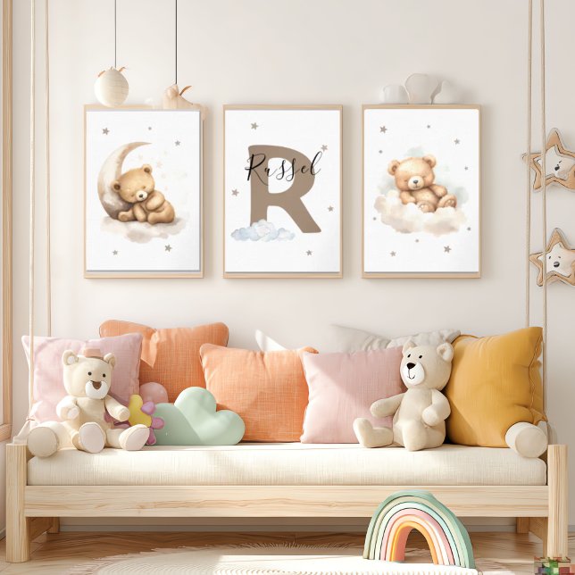 Brown Beige Teddy Bear Nursery Wall Art Sets (Von Creator hochgeladen)
