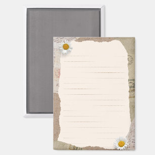 Brown Beige Vintages Scrapbook Lined Notes Magnet