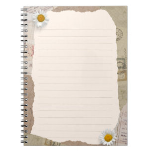 Brown Beige Vintages Scrapbook Lined Notes Notizblock