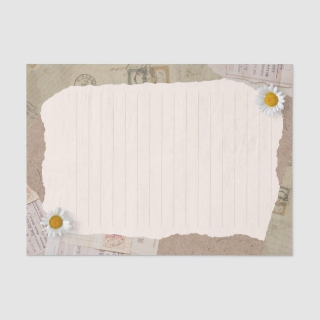 Brown Beige Vintages Scrapbook Lined Notes Seidenpapier (Vorderseite)