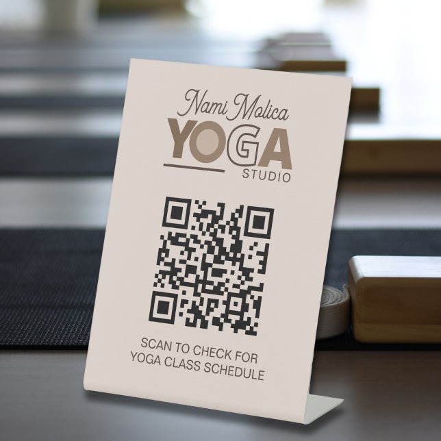 Brown Beige Yoga Studio Class Schedule QR Code Sockelschild (Von Creator hochgeladen)