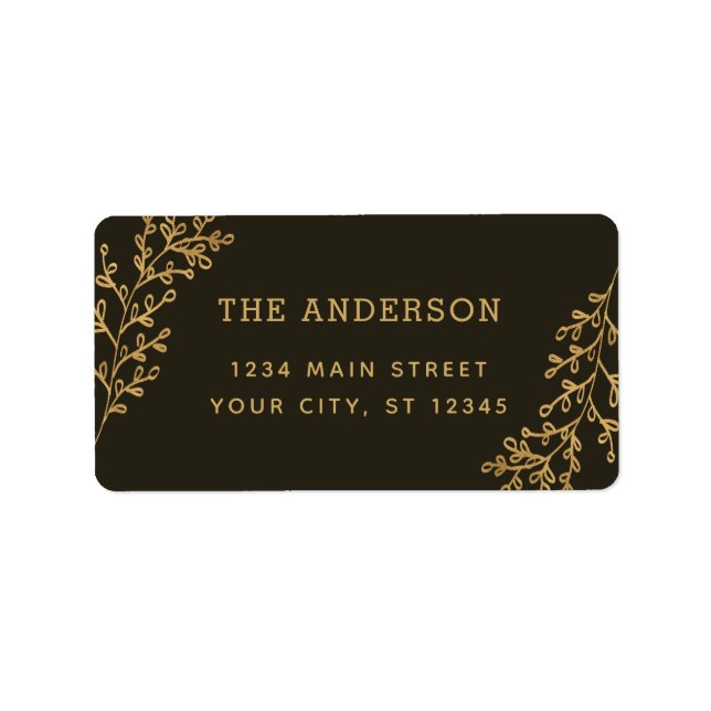 Brown Berry Sprig Foliage Adresse Adressaufkleber (Vorne)