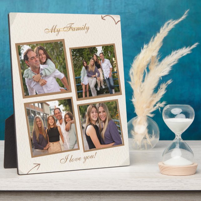 Brown Bio Family Foto Collage Tabletop-Plakette Fotoplatte (Seite)