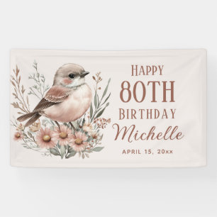 Brown Bird 80. Happy Birthday Banner