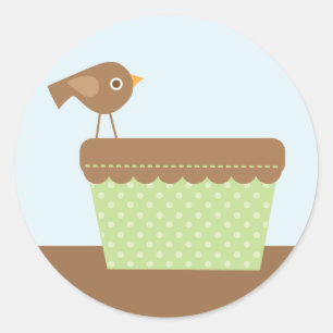 Brown Bird und Baby Wäsche Runder Aufkleber
