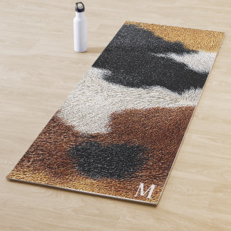 Brown black and white cowhide texture yogamatte
