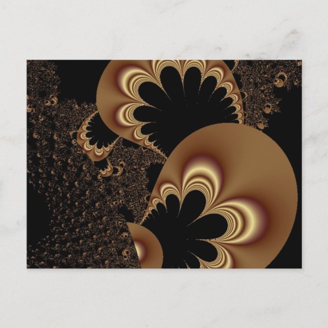 Brown Black Balloon Blume Petal Fraktal Kunstgiess Postkarte (Vorderseite)