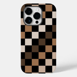 Brown Black Checkered Gingham Pattern Case-Mate iPhone 14 Pro Hülle