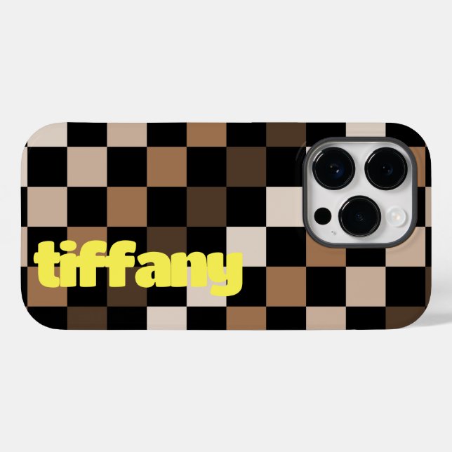 Brown Black Checkered Gingham Pattern Case-Mate iPhone Hülle (Rückseite (Horizontal))