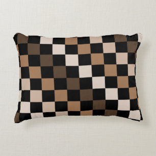 Brown Black Checkered Gingham Pattern Dekokissen