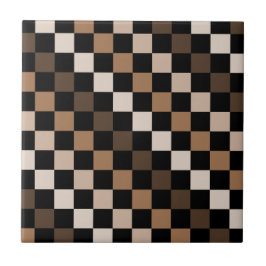 Brown Black Checkered Gingham Pattern Fliese