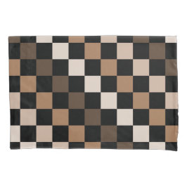 Brown Black Checkered Gingham Pattern Kissenbezug