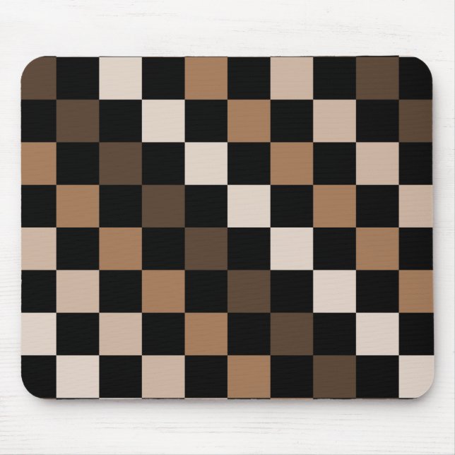 Brown Black Checkered Gingham Pattern Mousepad (Vorne)