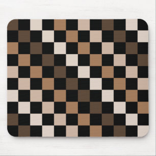 Brown Black Checkered Gingham Pattern Mousepad