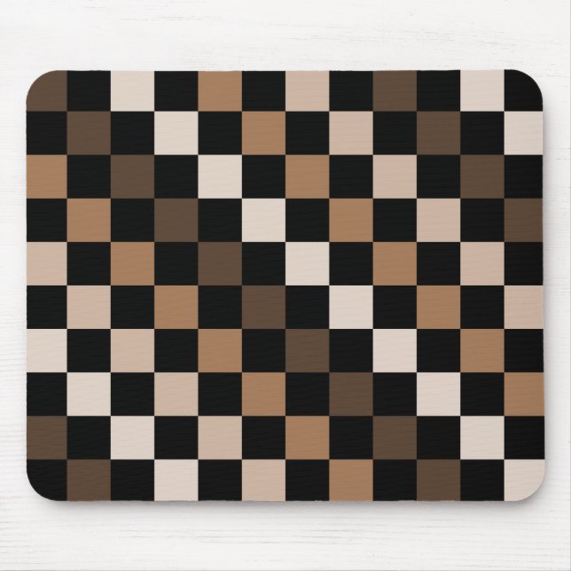 Brown Black Checkered Gingham Pattern Mousepad (Vorne)