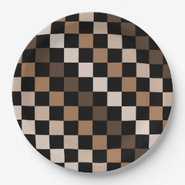 Brown Black Checkered Gingham Pattern Pappteller