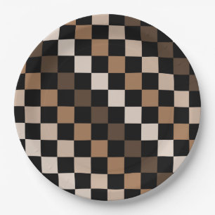 Brown Black Checkered Gingham Pattern Pappteller