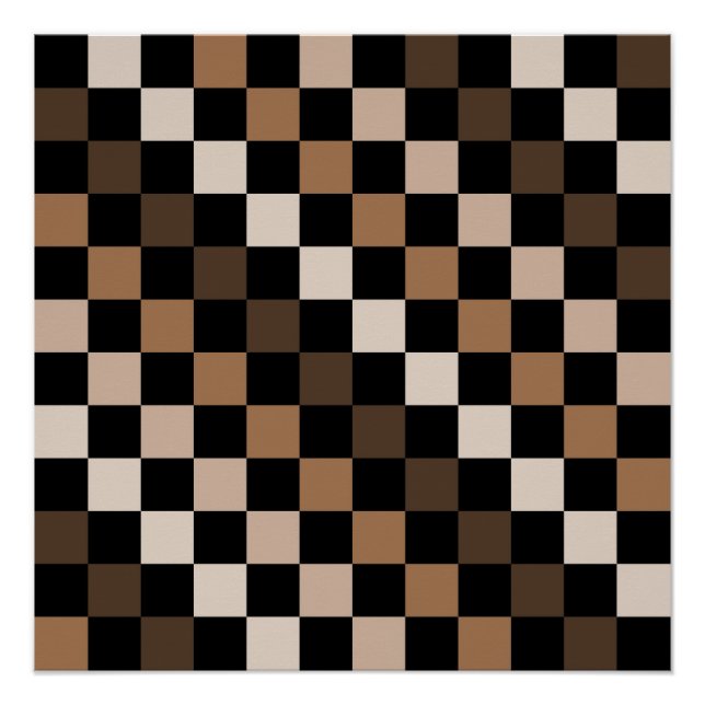 Brown Black Checkered Gingham Pattern Poster (Vorderseite)