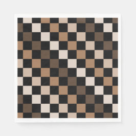 Brown Black Checkered Gingham Pattern Serviette