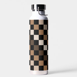 Brown Black Checkered Gingham Pattern Trinkflasche
