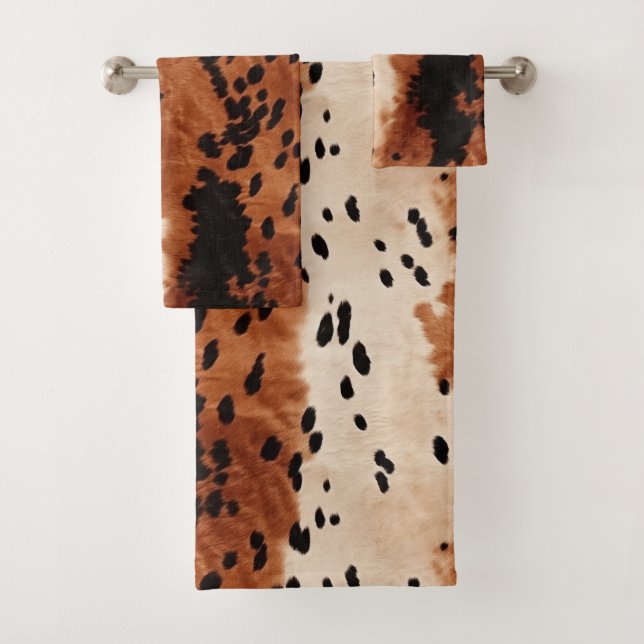Brown Black Cream Cowhide Badhandtuch Set (Insitu)