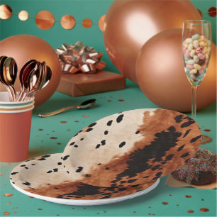 Brown Black Cream Cowhide Pappteller