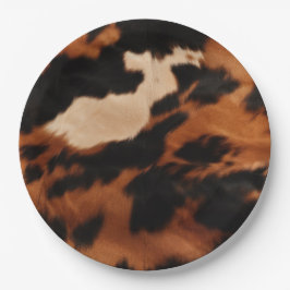 Brown Black Cream Cowhide Pappteller