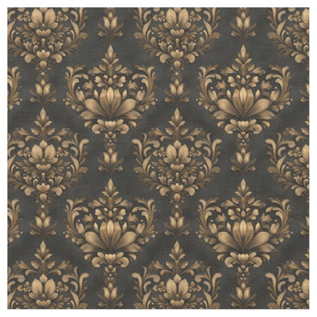 Brown & Black Damask Stoff (Nahaufnahme)