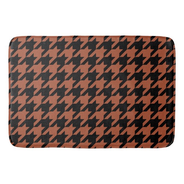 Brown Black Hahnentrittmuster Karo Badematte (Vorderseite)