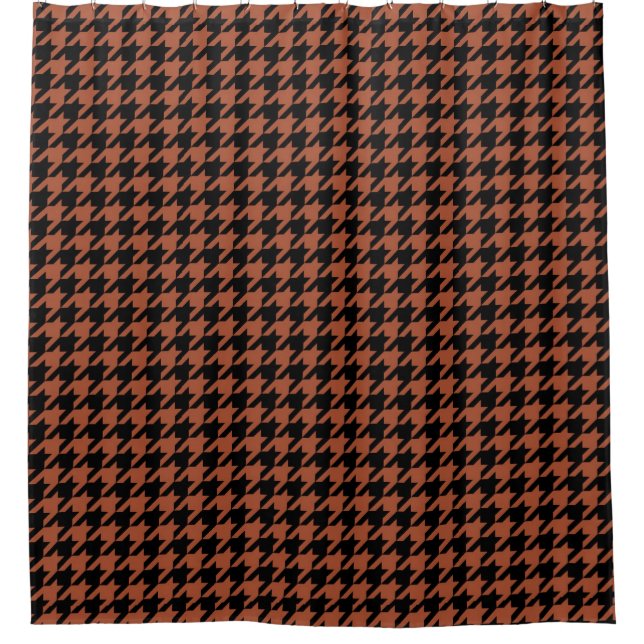 Brown Black Hahnentrittmuster Karo Duschvorhang (Vorderseite)