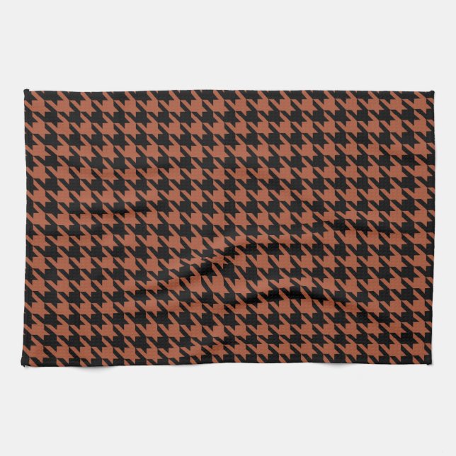 Brown Black Hahnentrittmuster Karo Geschirrtuch (Horizontal)