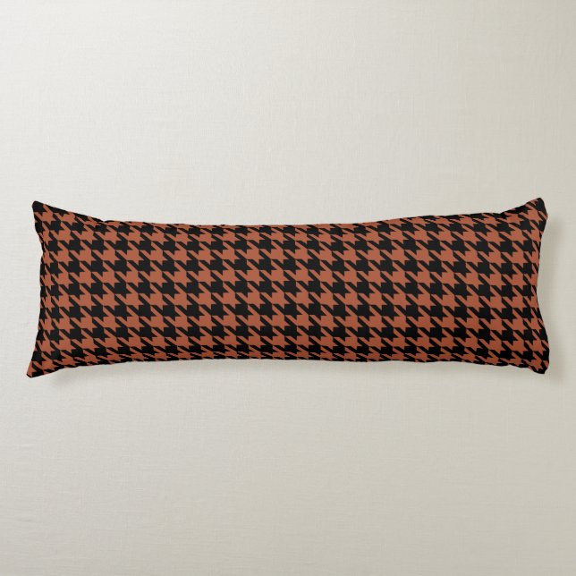Brown Black Hahnentrittmuster Karo Seitenschläferkissen (Vorderseite)
