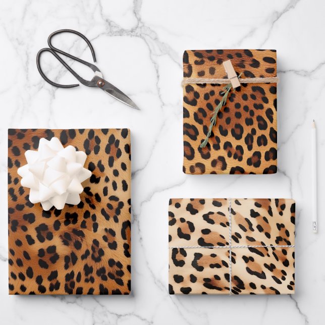 Brown Black Leopard Print Geschenkpapier Set (Vorderseite)