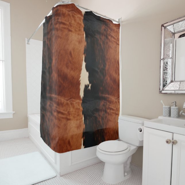 Brown Black Southwest Imitats Cowhide Duschvorhang (Beispiel)
