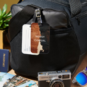 Brown Black Southwest Imitats Cowhide Gepäckanhänger