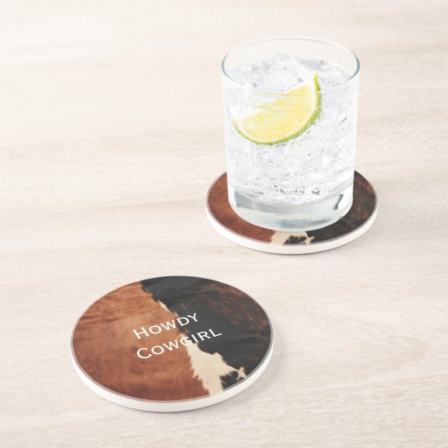 Brown Black Southwest Imitats Cowhide Getränkeuntersetzer (Seite)