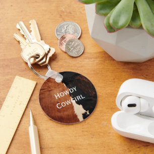 Brown Black Southwest Imitats Cowhide Schlüsselanhänger